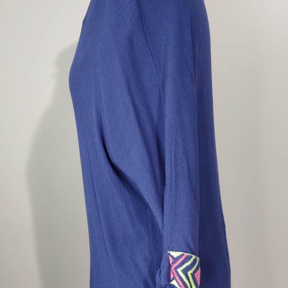 Small Umgee Long Sleeves Blue  Colorful Lace tribal boutique blouse C3140 - Picture 3 of 6
